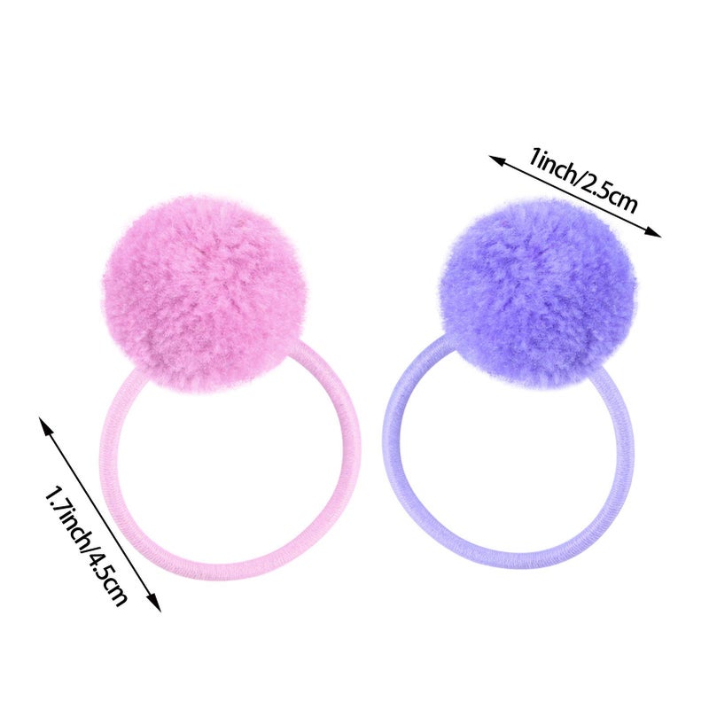 Suyegirl 24 Pcs Girls Fluffy Pom Ball Hair Ties, Hair Elastics, Value Set, Ponytail Holders for Girls & Toddlers - Image 4